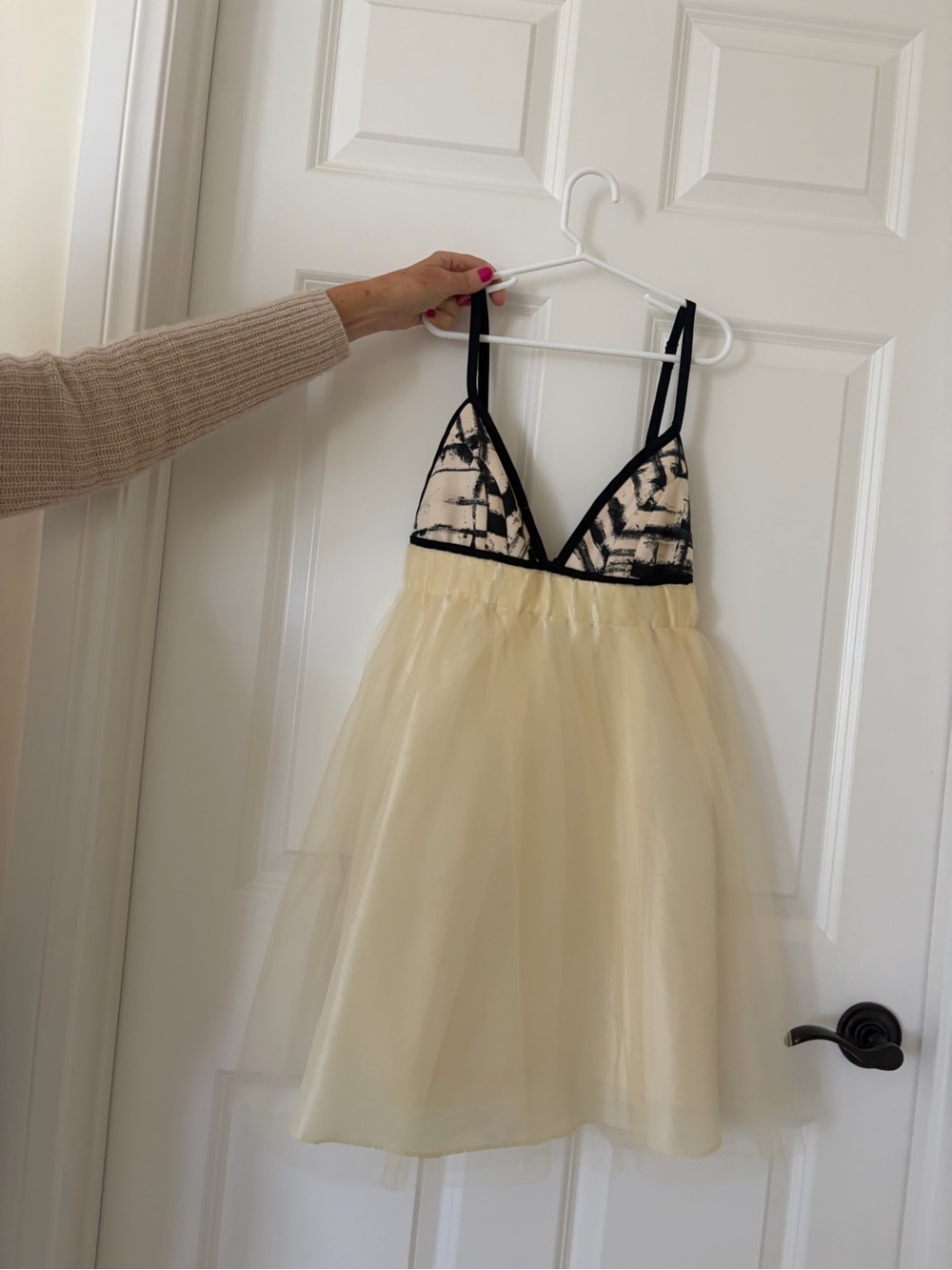 Rare vintage free people x misile baby doll  Dress with Black Embroidered Bodice